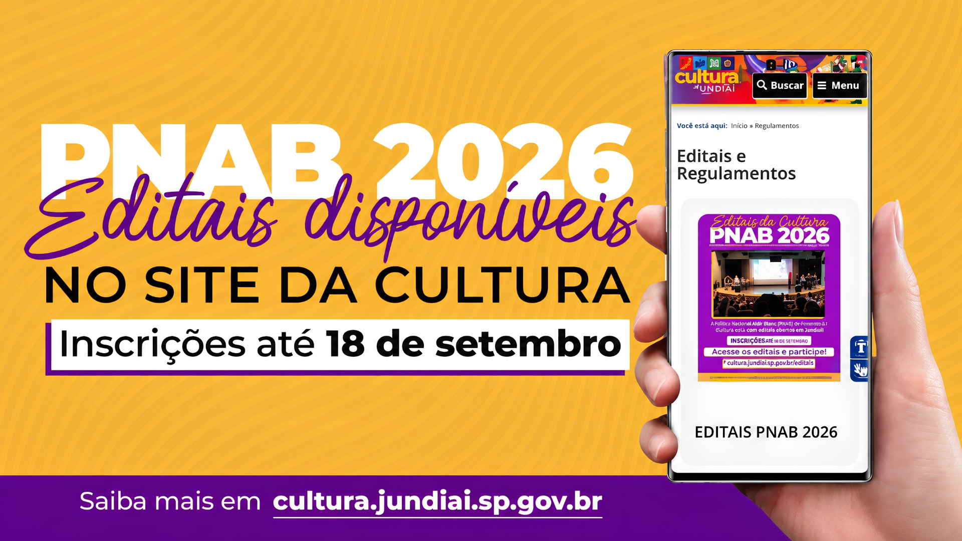Jundiaí abre inscrições para editais da PNAB com R$ 2,8 milhões para a cultura